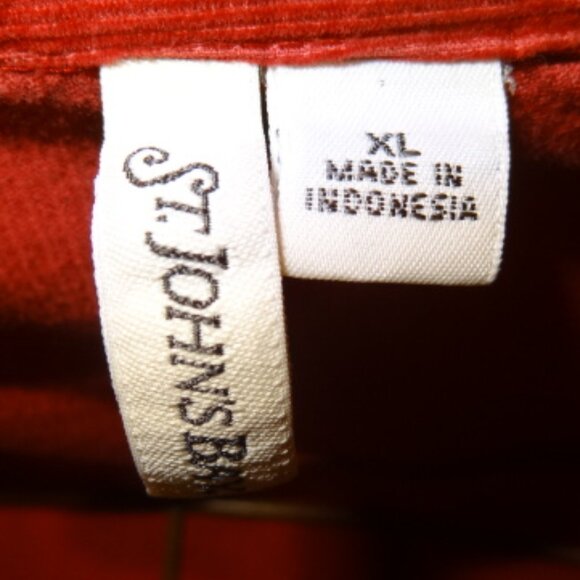 St. John's Bay Long Sleeve Red Corduroy Button Down V-Neck Shirt - Picture 4 of 6